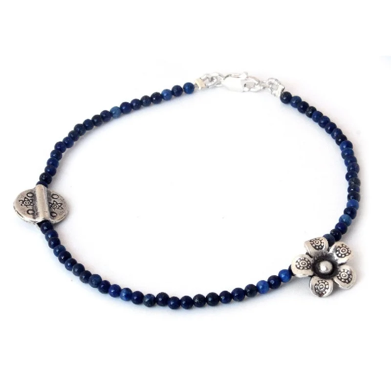 women tennis bracelets -NOVICA Handmade Sterling Silver 'Hill Tribe River' Lapis Lazuli Bracelet (Thailand)