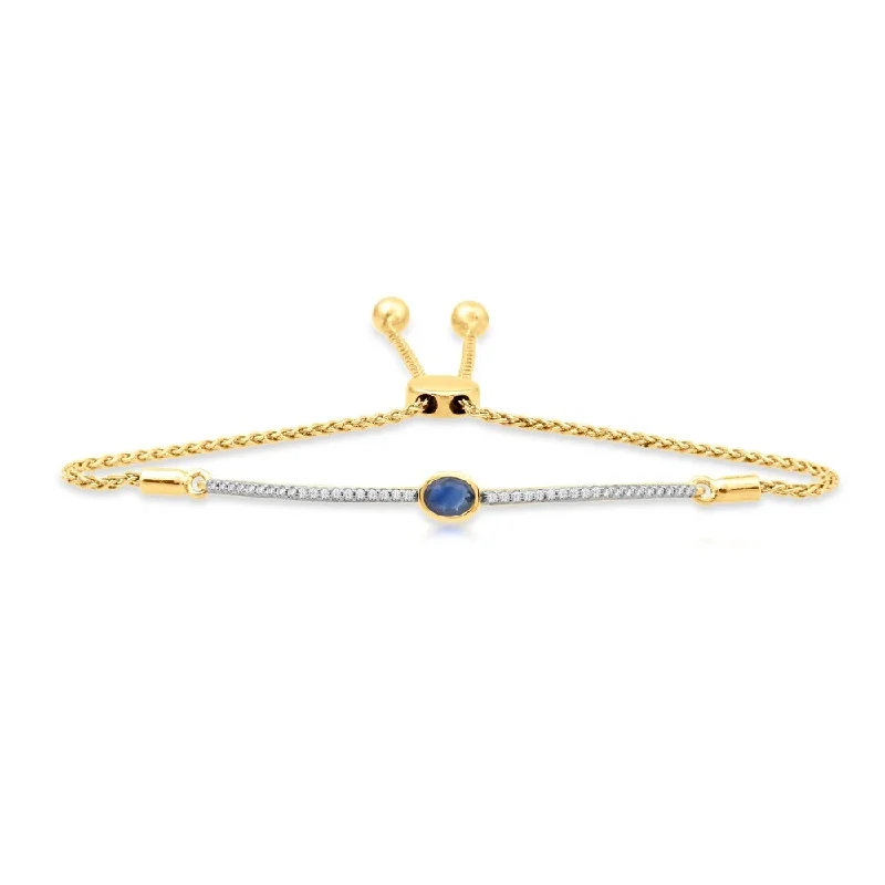 women chic bracelets -1/6ct TDW Diamond Gemstone Bracelet in 10k Yellow Gold