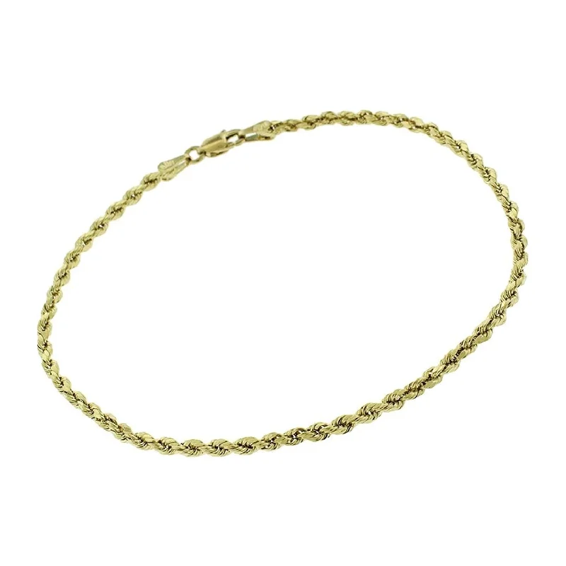 women modern bangles -10K Yellow Gold 2.5MM Solid Rope Diamond-Cut Link Bracelet 7"- 9", Gold Bracelet for Men & Women, 100% Real 10K Gold