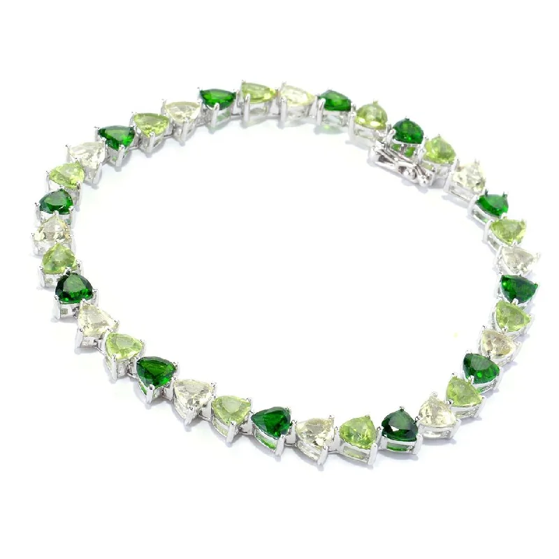 women friendship bracelets -Sterling Silver 15 1/3ct TGW Green Multi-gemstone Tennis Bracelet