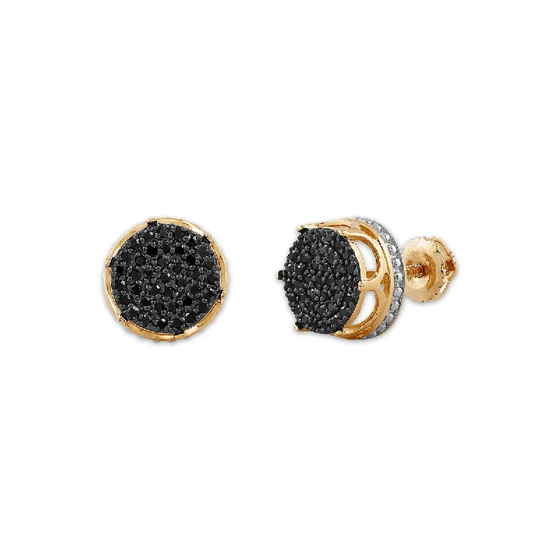 women large hoop earrings -Titan by Adrian Gonzalez 10KT Yellow Gold 1/4 CTW Black Diamond Earrings