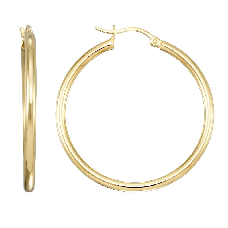 women chandelier earrings -Simone I Smith Collection 18KT Yellow Gold Plated Sterling Silver 35X2MM Hoop Earrings