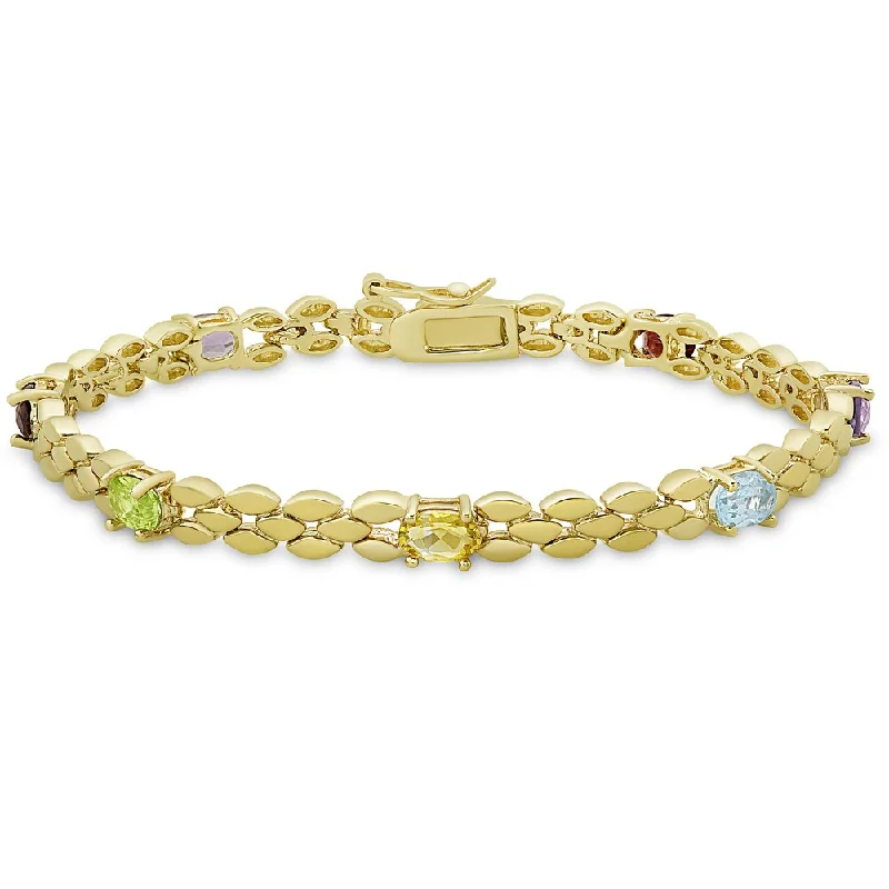 women contemporary bangles -Dolce Giavonna Gold Over Sterling Silver Multi Gemstone Bracelet