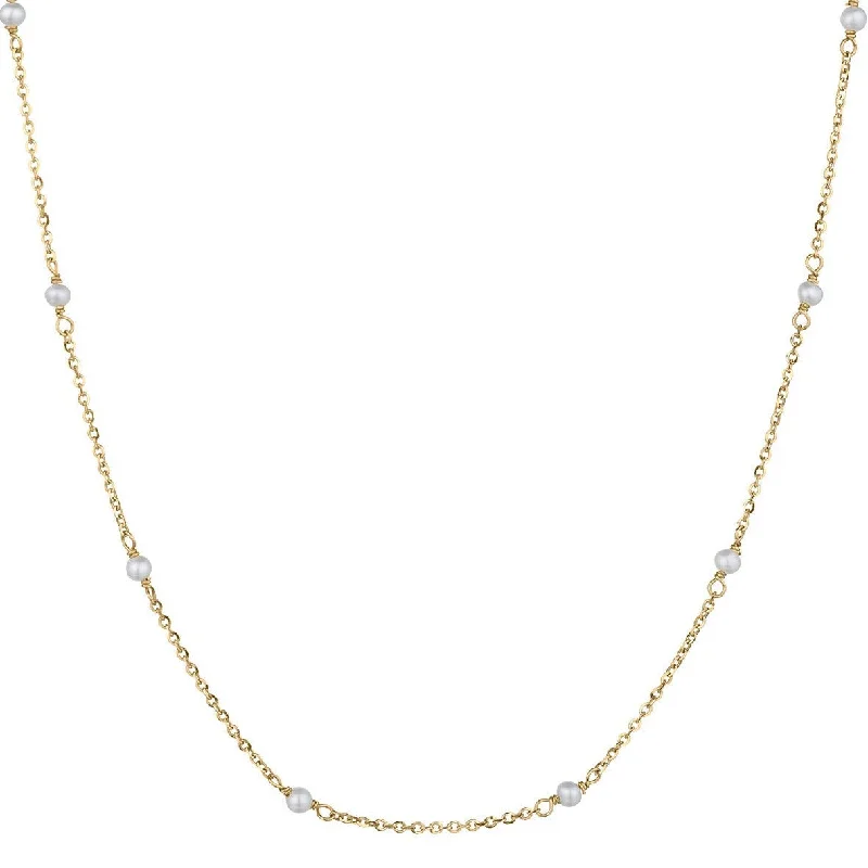 women gold necklaces -PEARL & CHAIN NECKLACE