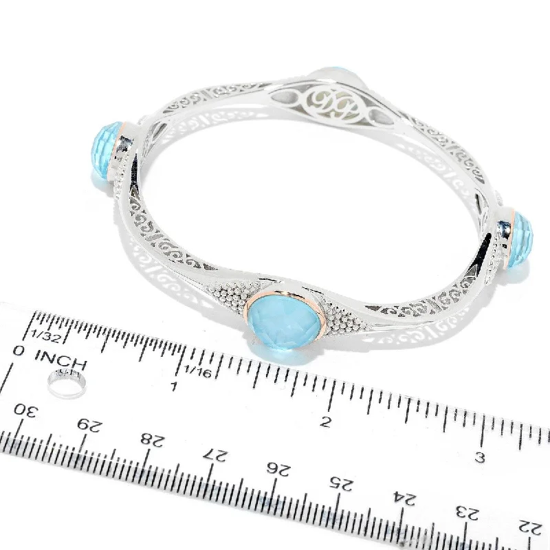 women personalized bracelets -Dallas Prince Sterling Silver 8" Mother-of-Pearl & Gemstone Doublet Bangle Bracelet. Collection: Classic Dallas