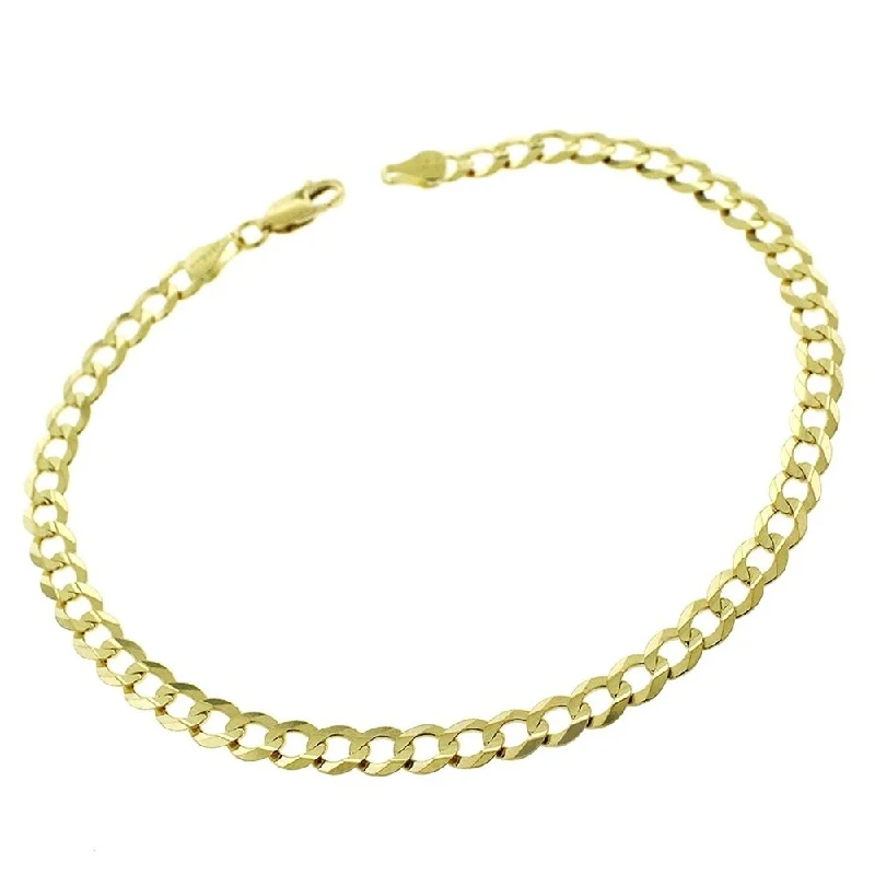 women double bangle bracelets -10k Yellow Gold 4.5mm Solid Cuban Curb Link Bracelet Chain 8", 8.5"