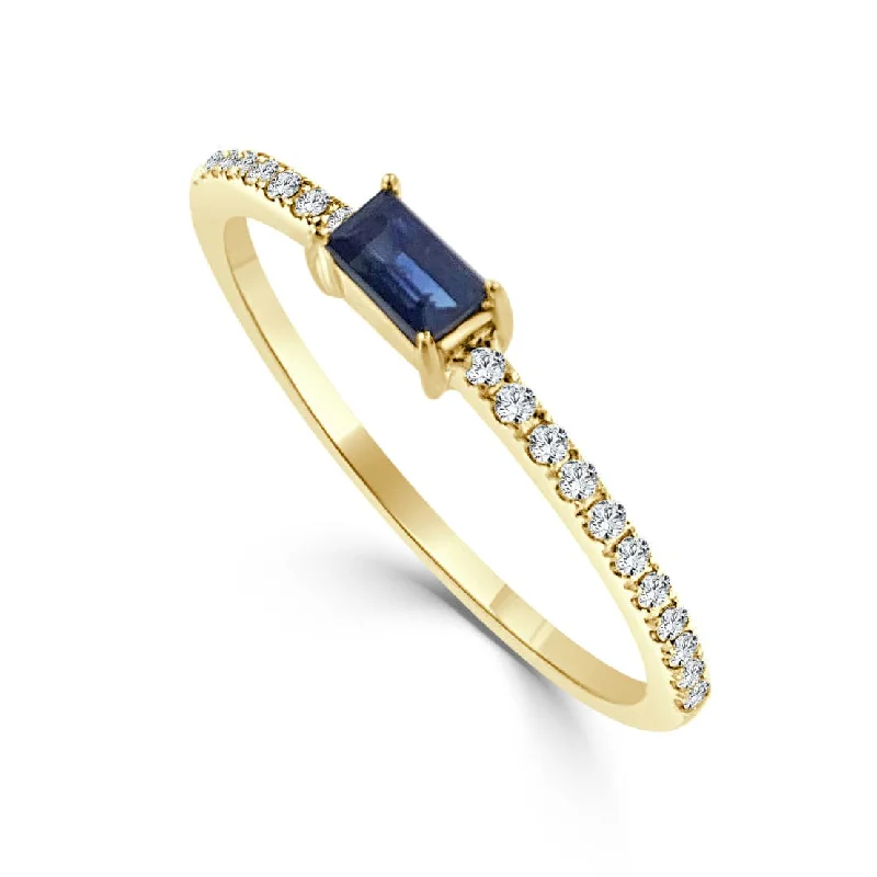 women personalized engagement rings -14k Gold Sapphire & Diamond Ring