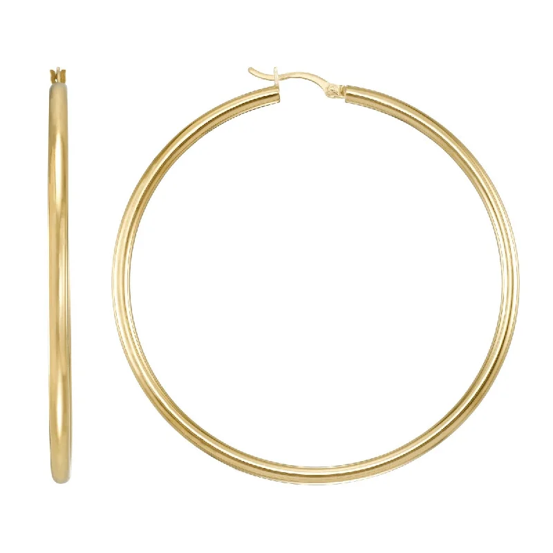 women fashion dangle earrings -Simone I Smith Collection 18KT Yellow Gold Plated Sterling Silver 65X3MM Hoop Earrings