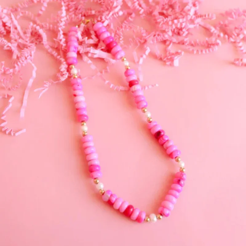 women wedding necklaces -Beaded Blondes | Pink Skies Gemstone Necklace