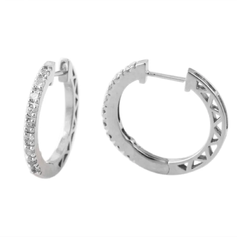 women chic earrings -1/4 CTW Diamond Hoop Earrings in 10KT White Gold