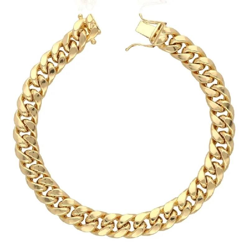 women stackable bangles -10K Yellow Gold 9MM Hollow Miami Cuban Curb Link Bracelet Chain 8.5", Gold Bracelet for Men & Women, 100% Real 10K Gold