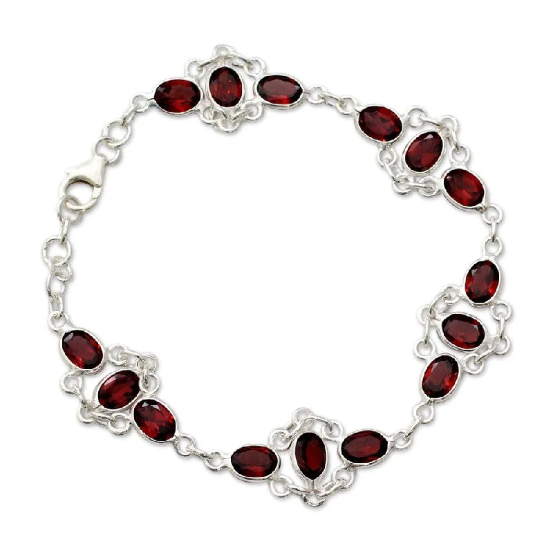 women pearl bracelets -Handmade Ecstasy Garnet Bracelet (India)