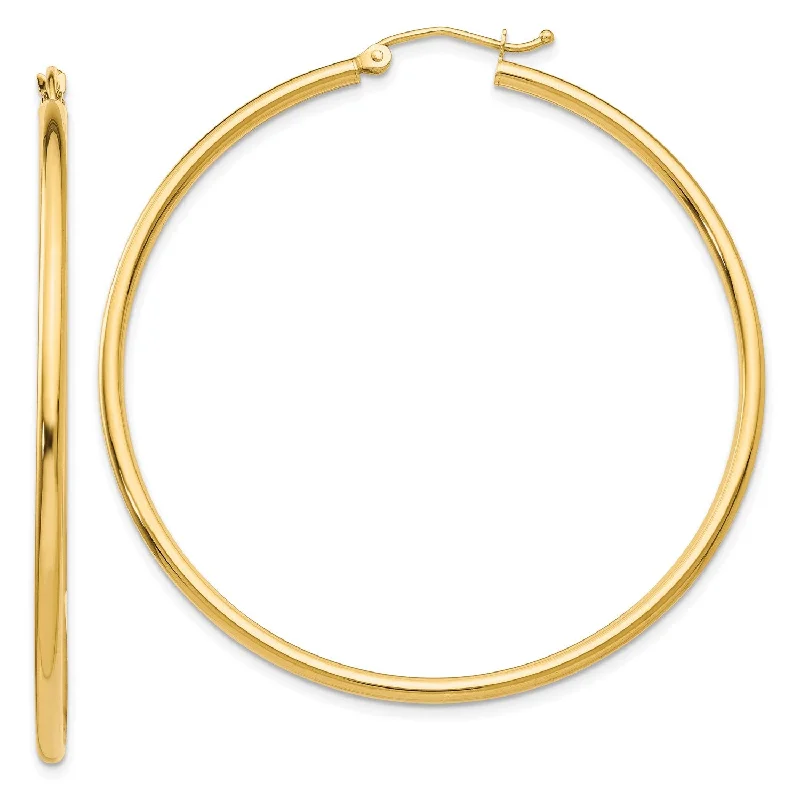 women sterling silver earrings -14KT Yellow Gold 50X2MM Hoop Earrings