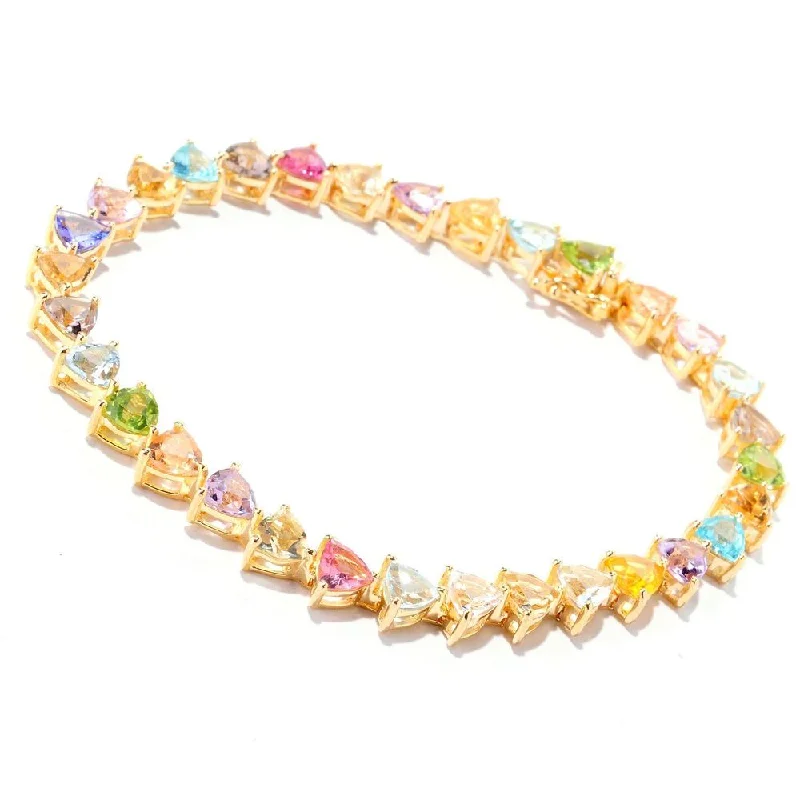 women custom bangles -18k Yellow Gold over Silver Vermeil Multi-gemstone Tennis Bracelet