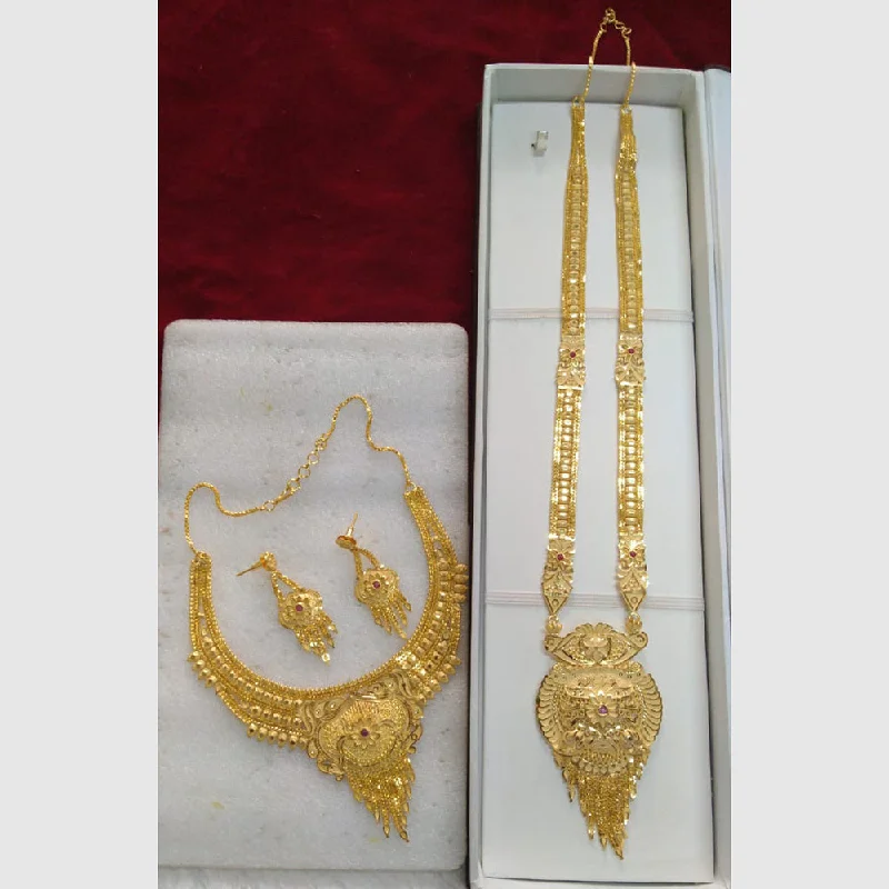 women anniversary necklaces -Pari Art Jewellery Forming Gold Combo Necklace Set