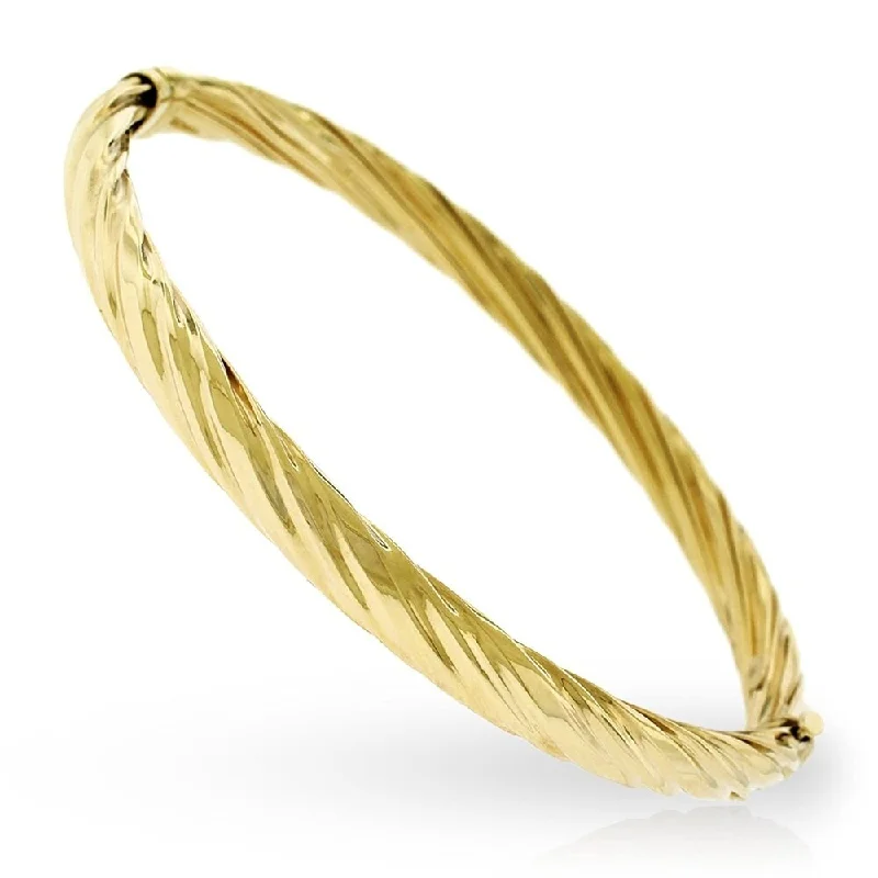 women eco-friendly bracelets -14k Yellow Gold 8-inch Fancy Spiral Twist High Polish Bangle Bracelet