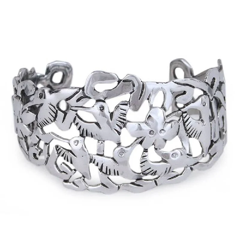 women bangle bracelets set -Handmade Silver Hummingbird Mystique Cuff Bracelet (Mexico)