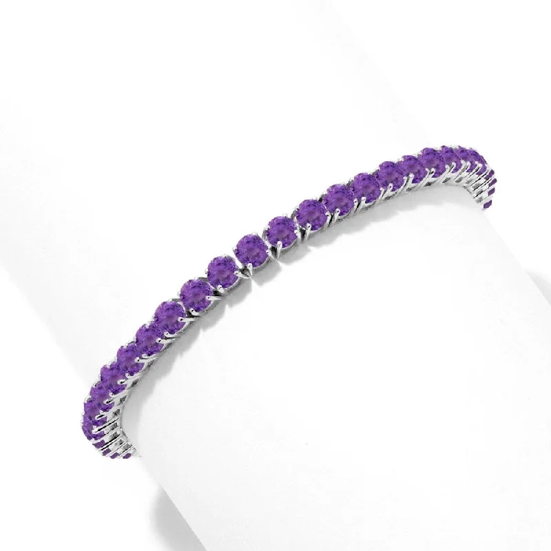 women pearl bracelets -925 Sterling Silver African Amethyst Tennis Bracelet