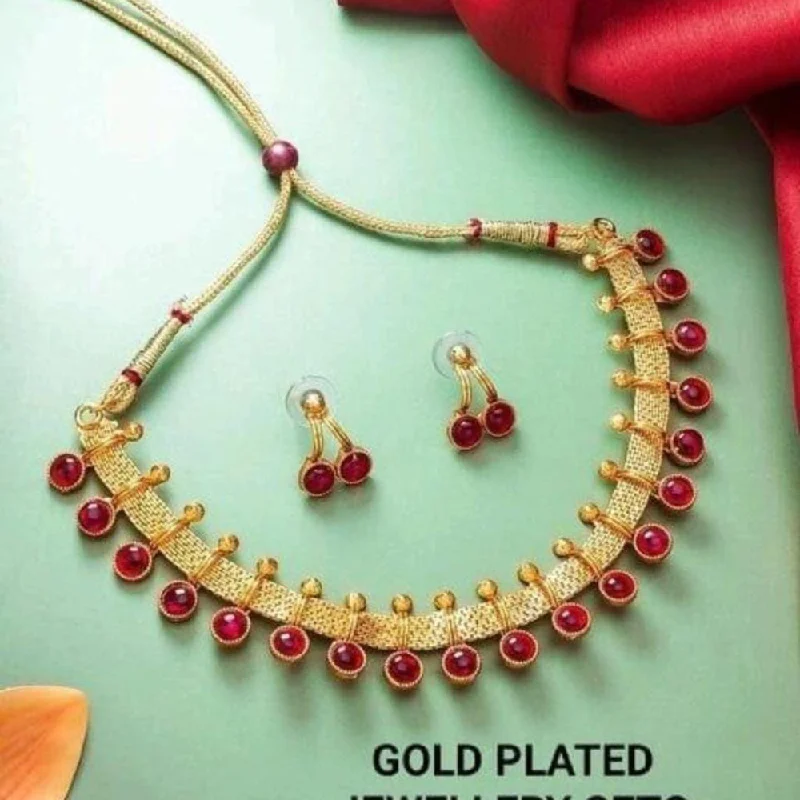 women custom necklaces -Lucentarts Jewellery Gold Plated Necklace Set