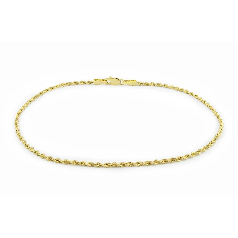 women dainty bracelets -10K Yellow Gold 1.5MM Solid Rope Diamond-Cut Braided Twist Link Bracelet 7", Gold Bracelet for Men & Women, 100% Real 10K Gold