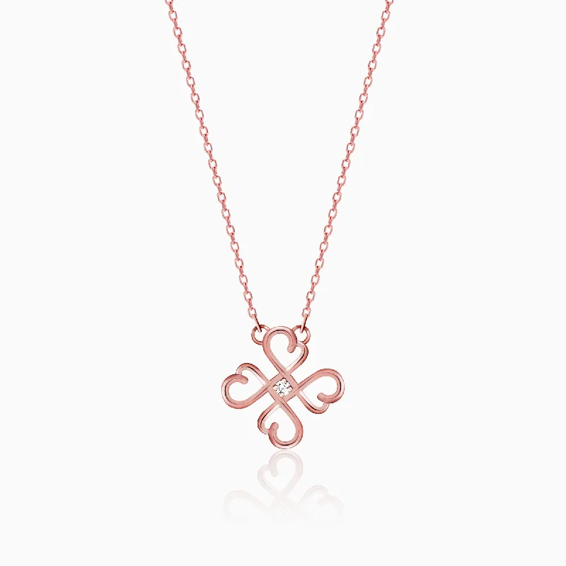 women engagement necklaces -Rose Gold Clover Necklace