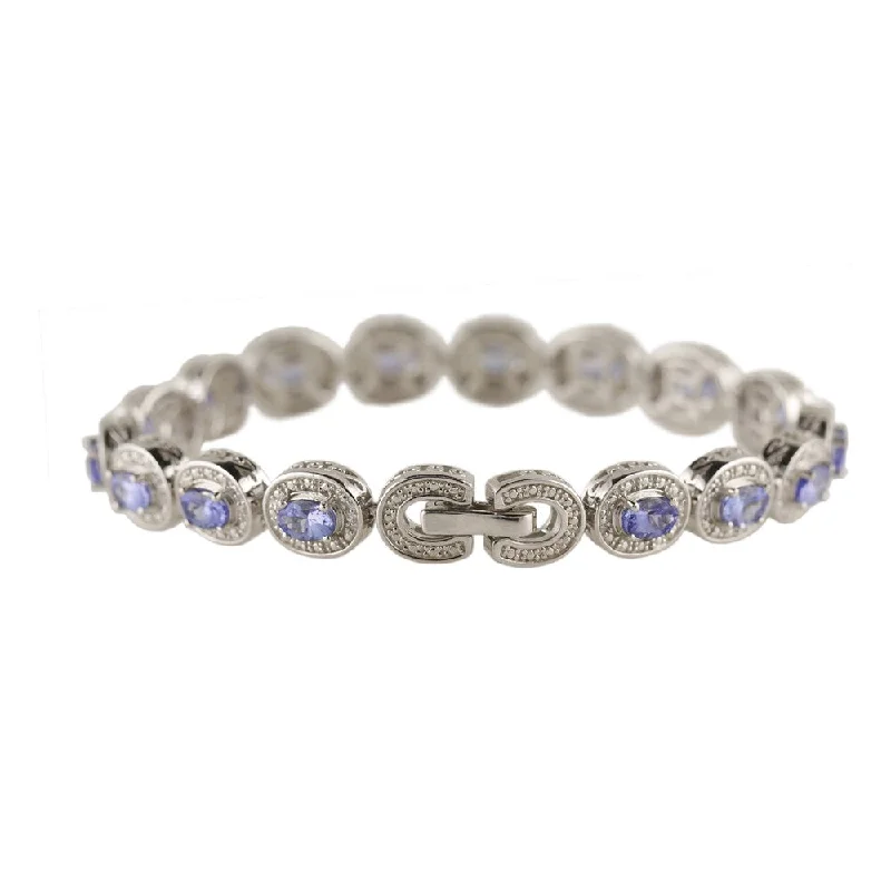 women stackable bangles -Sterling Silver 5.96ct TGW Tanzanite and White Zircon Tennis Bracelet