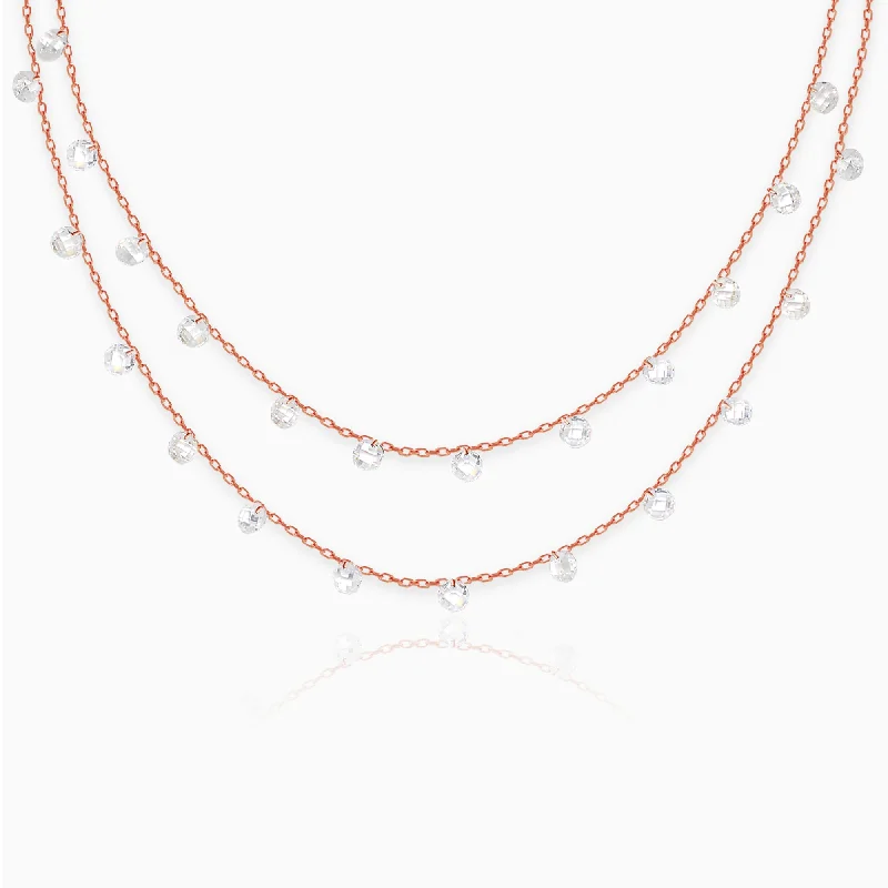 women friendship necklaces -Rose Gold Layered Queens Necklace