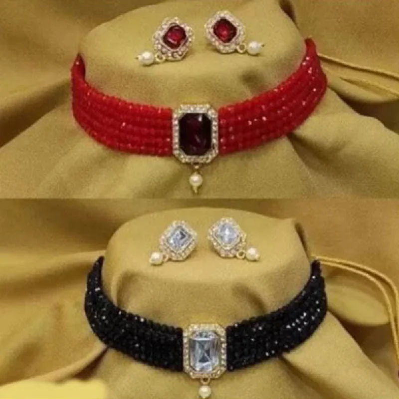 women diamond necklaces -Shrishti Fashion Gold Plated Choker Necklace Set Combo