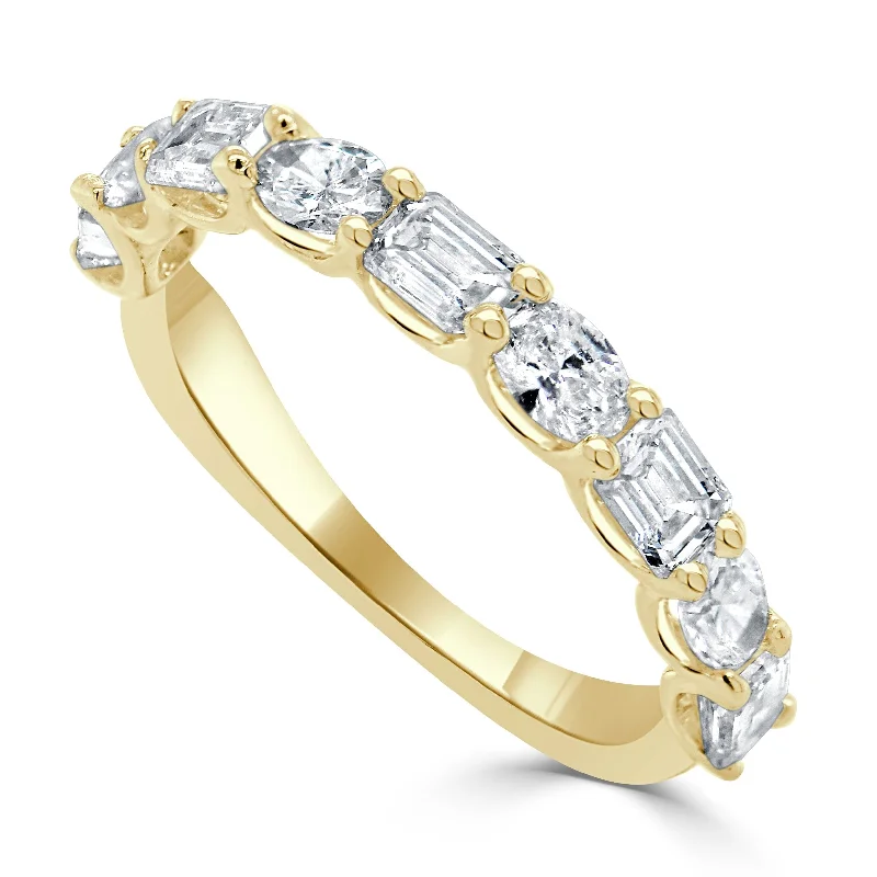 women diamond wedding rings -14k Gold Emerald-Cut & Oval Diamond Ring