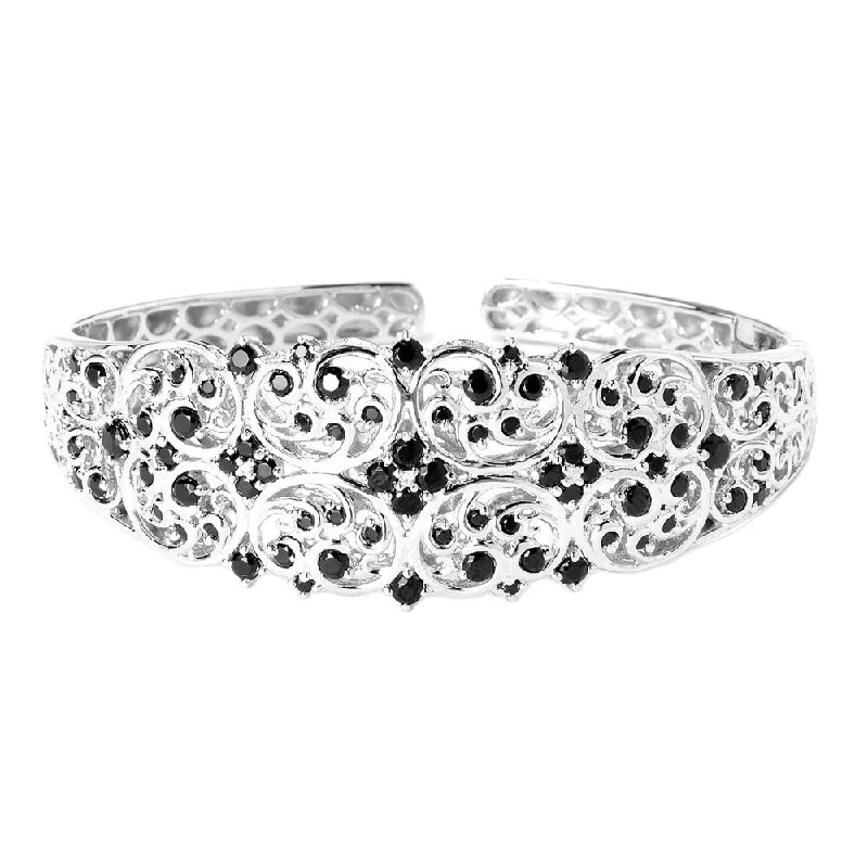 women trendy bracelets -Sterling Silver Spinel Filigree Cuff Bracelet