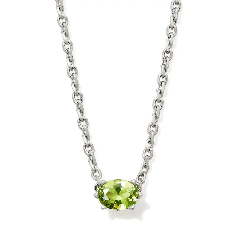 women sparkling necklaces -Kendra Scott | Cailin Silver Pendant Necklace in Green Peridot Crystal