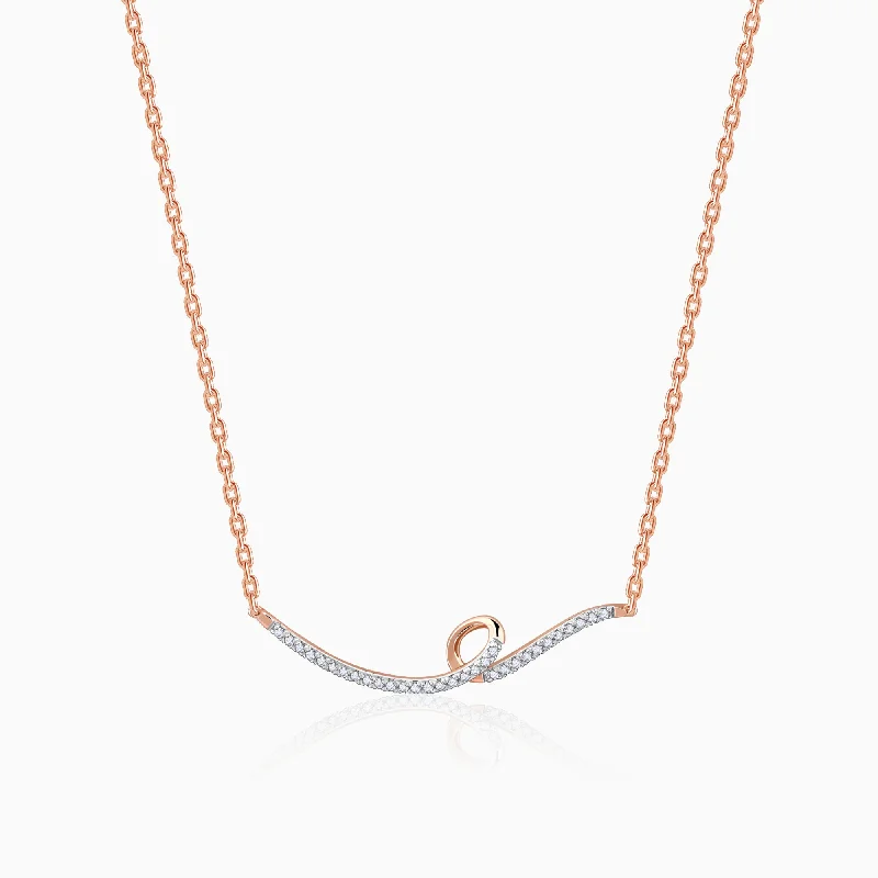 women engagement necklaces -Rose Gold Swirl Diamond Necklace