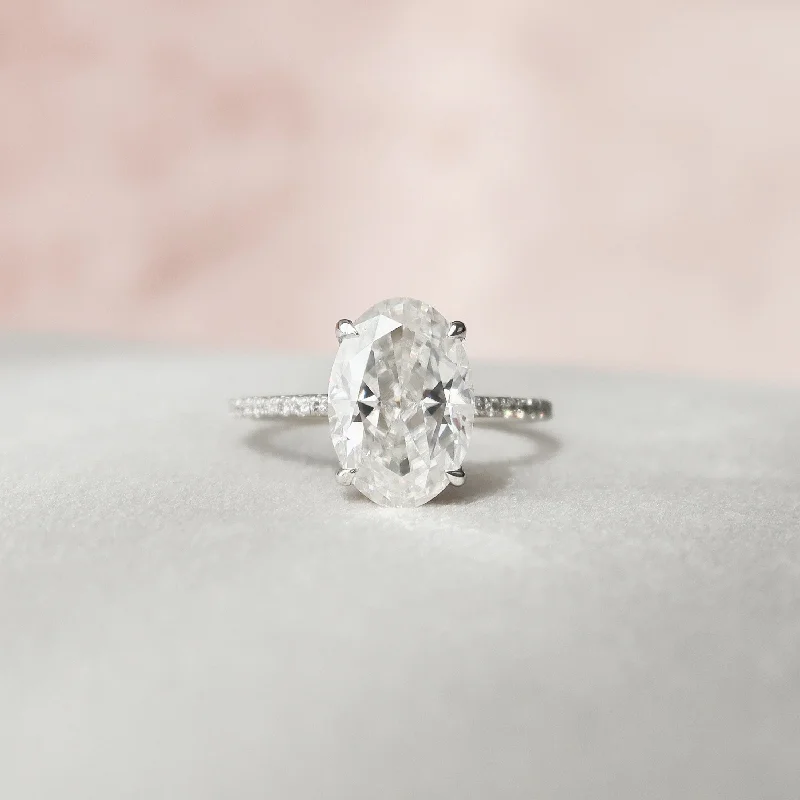 women halo engagement rings -3CT Oval cut  Dainty Moissanite solitaire  Engagement Ring