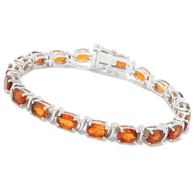 women sleek bracelets -Sterling Silver Choice of Length Madeira Citrine Line Bracelet