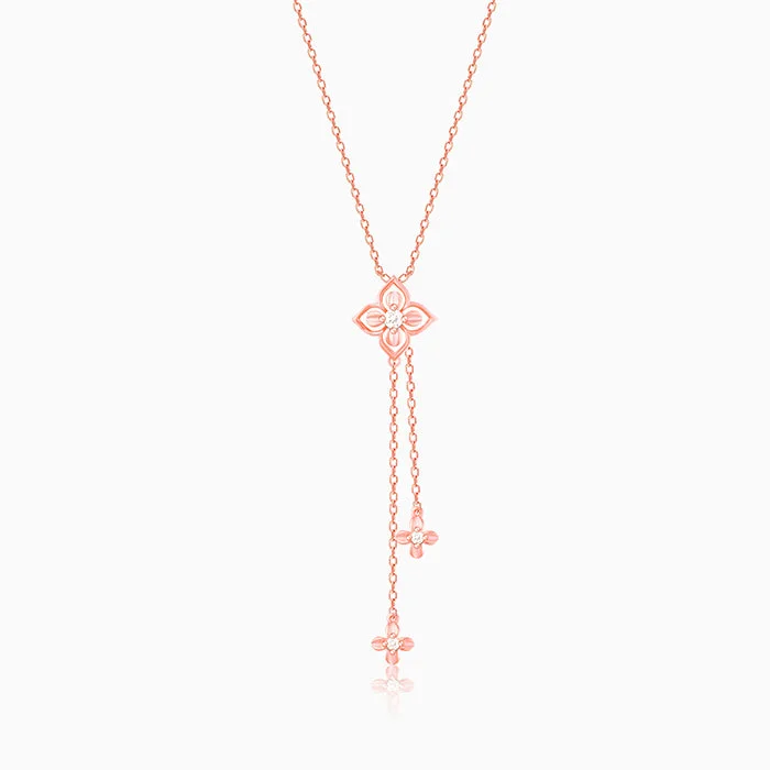 women pendant necklaces -Rose Gold Artsy Floral Necklace