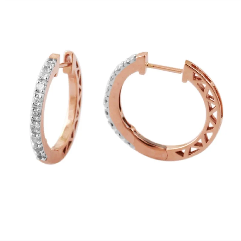 women artistic earrings -1/4 CTW Diamond Hoop Earrings in 10KT Rose Gold