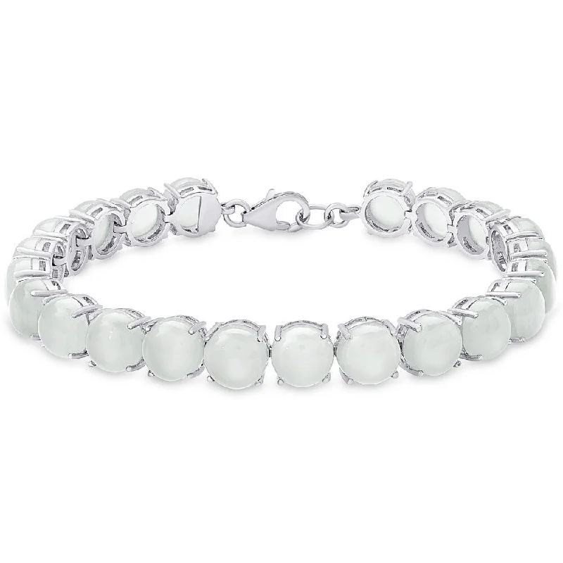 women pearl bracelets -Dolce Giavonna Sterling Silver Chalcedony Tennis Style Bracelet