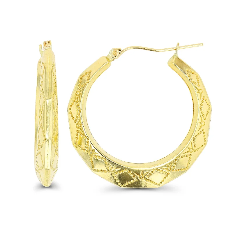 women rhinestone earrings -10KT Yellow Gold 30X4.8MM Hoop Earrings