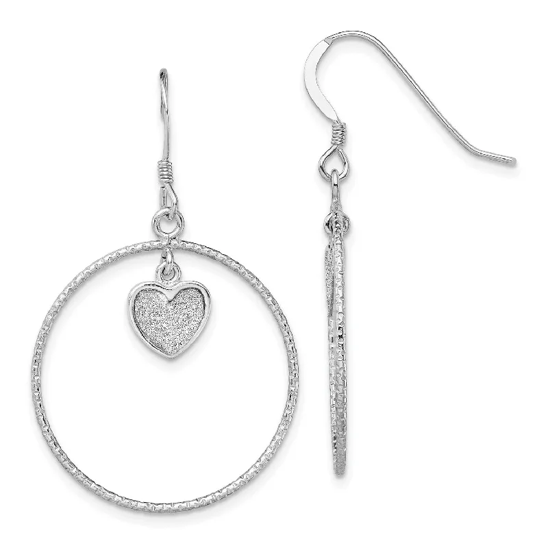 women sparkling gold earrings -Sterling Silver 40MM Diamond-cut Glitter Heart Earrings