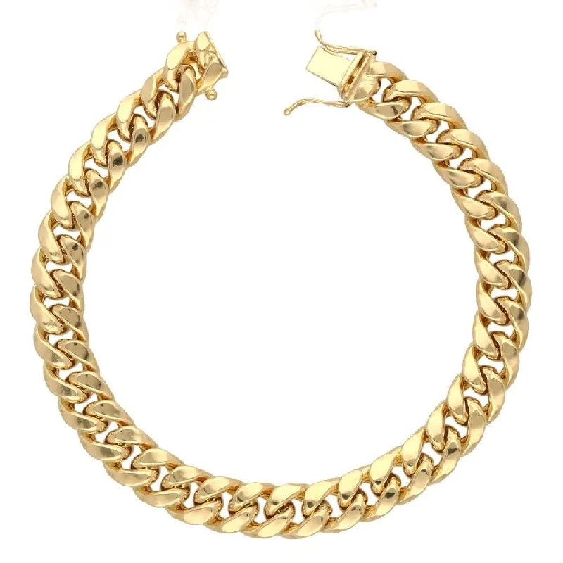 women luxury bracelets -10K Yellow Gold 9MM Hollow Miami Cuban Curb Link Bracelet Chain 8.5" - 9", Gold Bracelet for Men & Women, 100% Real 10K Gold