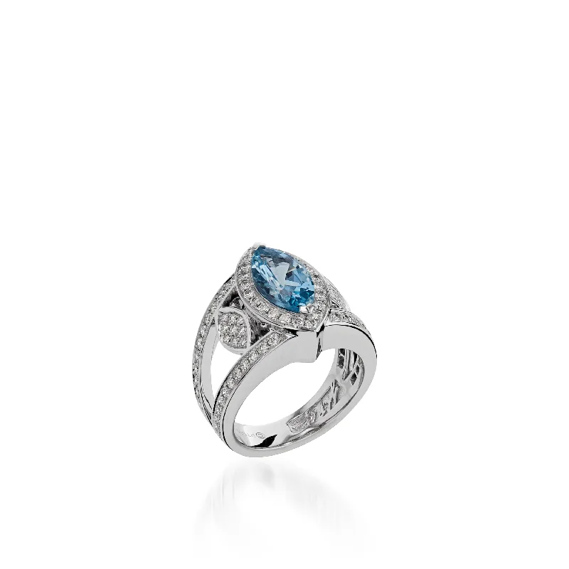 women forever engagement rings -Signature Aquamarine and Diamond Ring