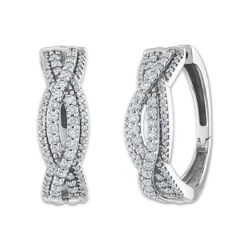 women dangle earrings -1 CTW Diamond Twist Hoop Earrings in 10KT White Gold