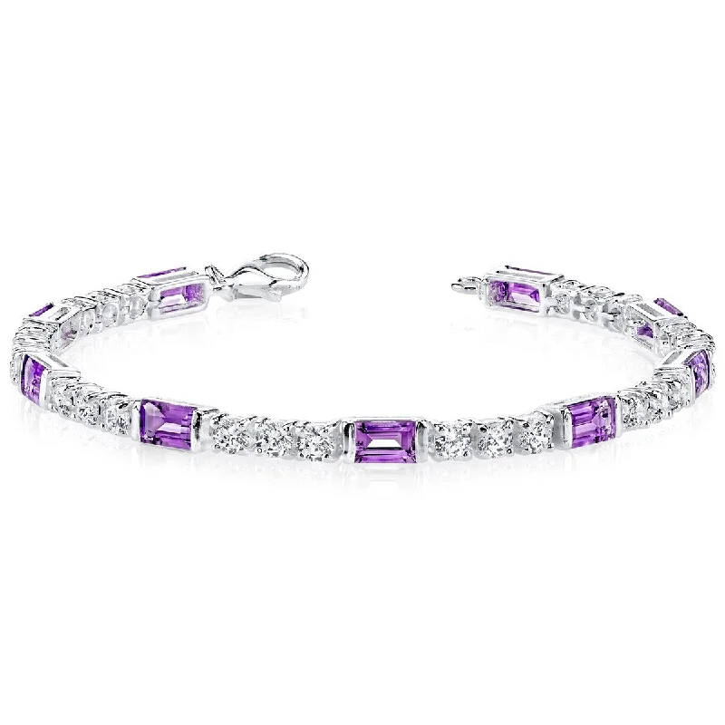 women bracelets -4.25 ct Amethyst Tennis Bracelet in Sterling Silver