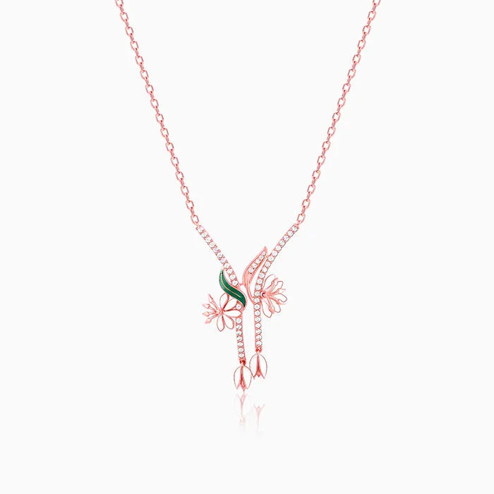 women bridal jewelry necklaces -Rose Gold Snowy Safed Musli Necklace