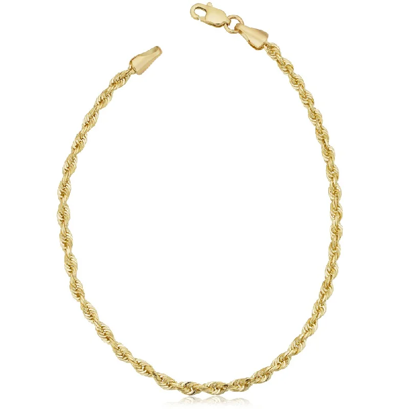 women vintage bangles -Fremada Unisex 10k Yellow Gold 2.6-mm Semi Solid Rope Chain Bracelet (7.5 or 8.5 inches)