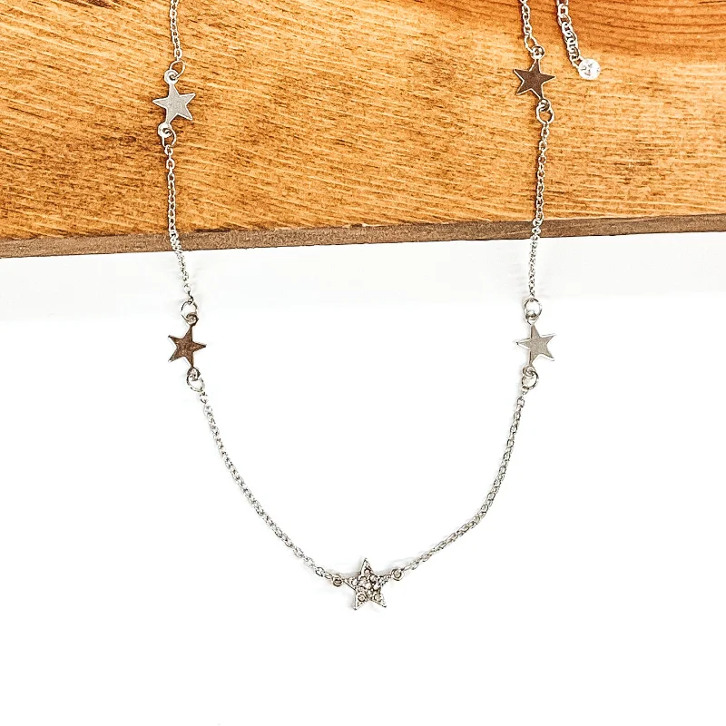 women charm necklaces -Star CZ Necklace in Silver