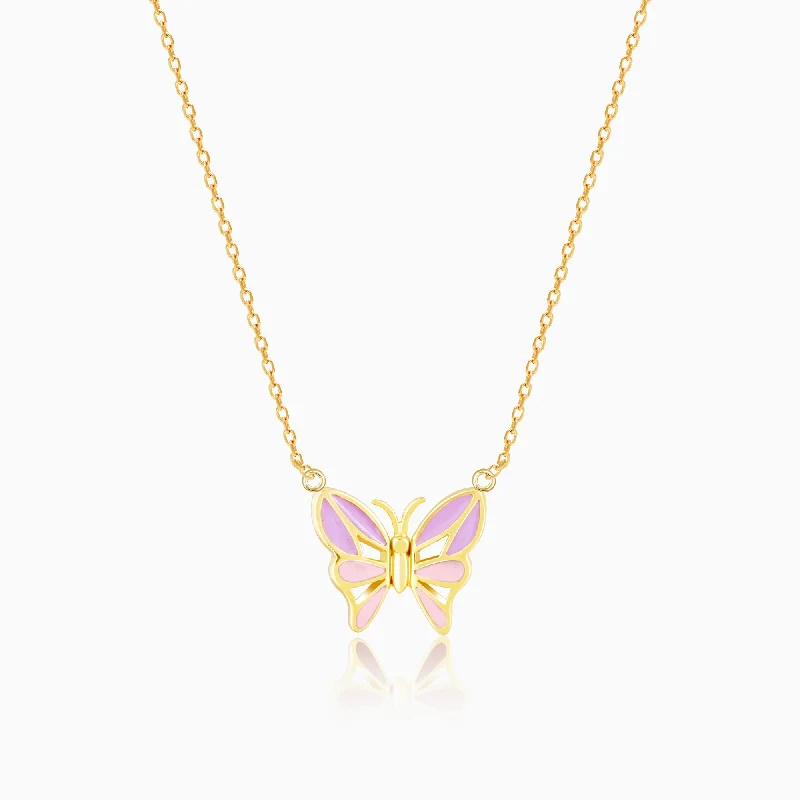 women personalized necklaces -Golden Flutter With Joy Butterfly Necklace