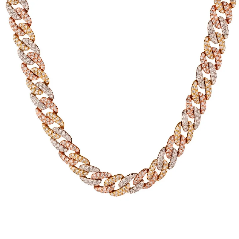 women moonstone necklaces -TRI-COLOR DIAMOND CURB LINK NECKLACE