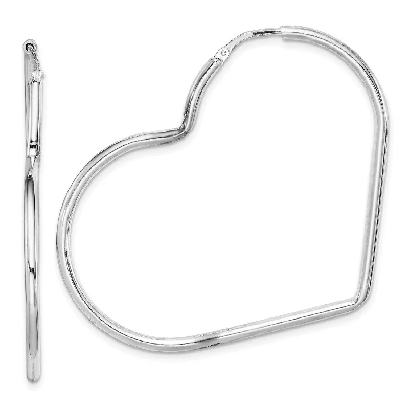 women stud earrings -Sterling Silver 2X45MM Heart Hoop Earrings