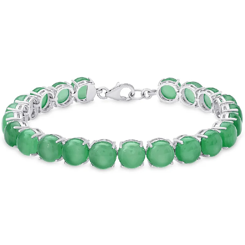 women charm bangle bracelets -Dolce Giavonna Sterling Silver Green Chalcedony Bracelet